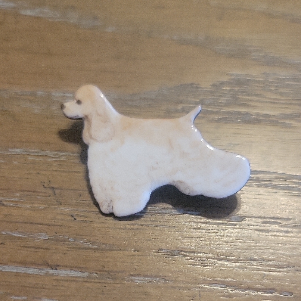 Elegant Tan Dog Figurine brooch